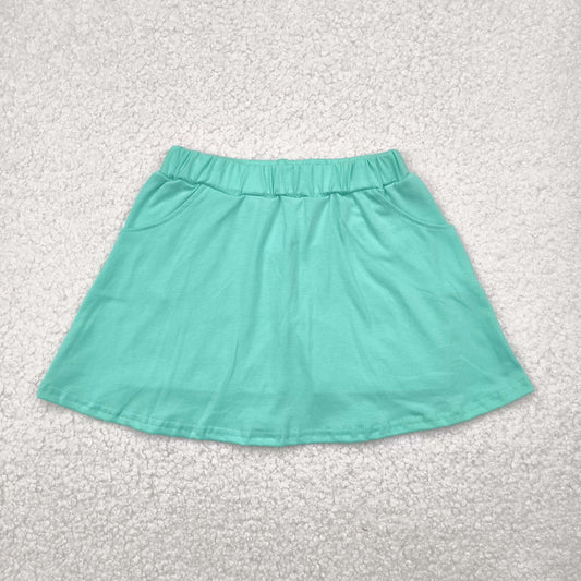 Green solid print short yoga skirt