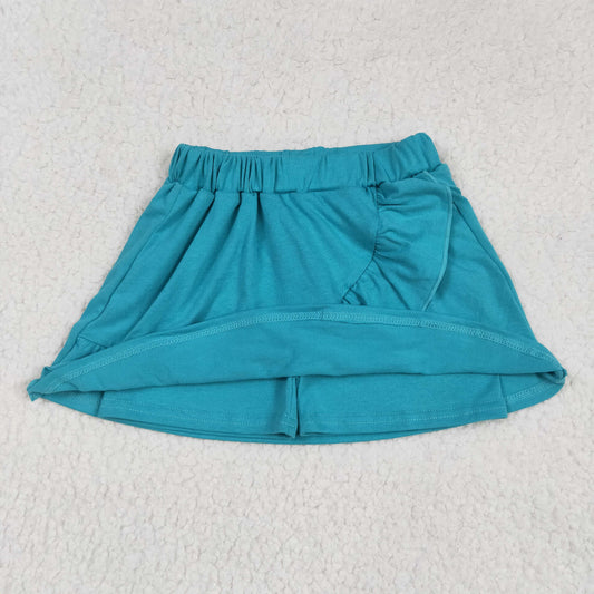 Blue Green print short skirt