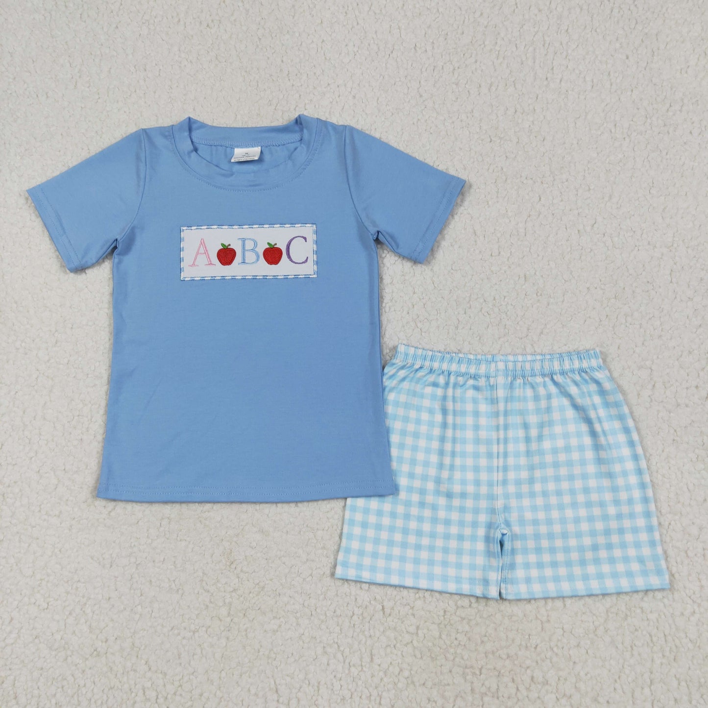 Back To School apple embroidery Summer SetBSSO1331