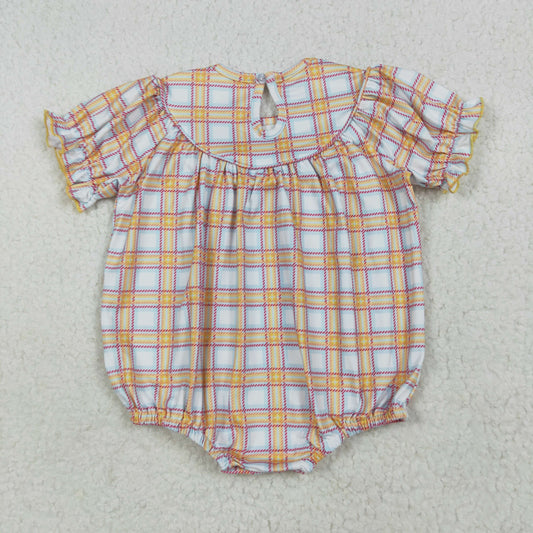 Orange Plaid animals Smock Baby RomperSR2982