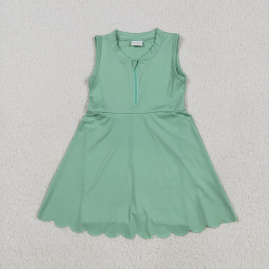 Light green ZIP-up sleeveless girl yoga set