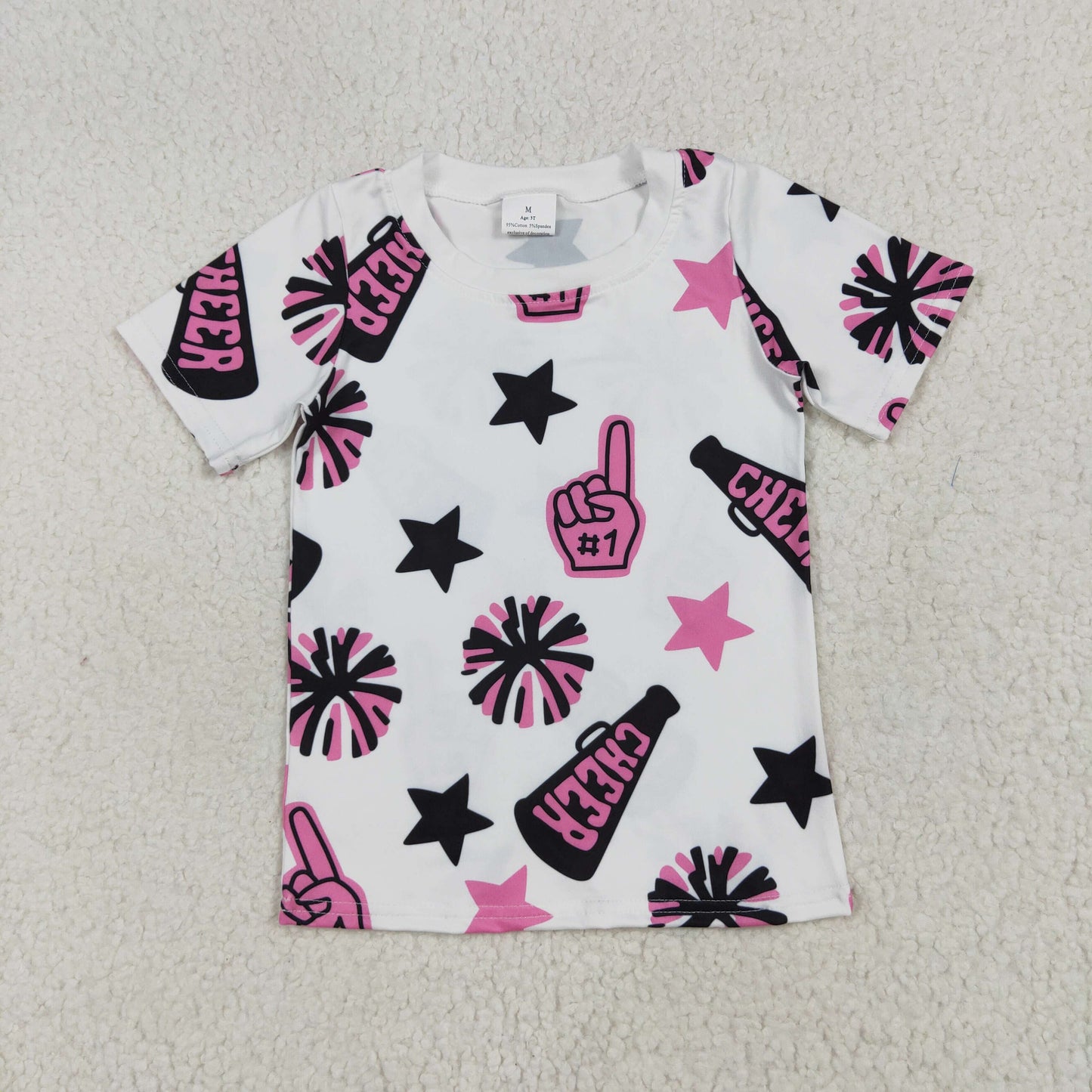 Pink black Cheer short sleeve Shirt GT0994