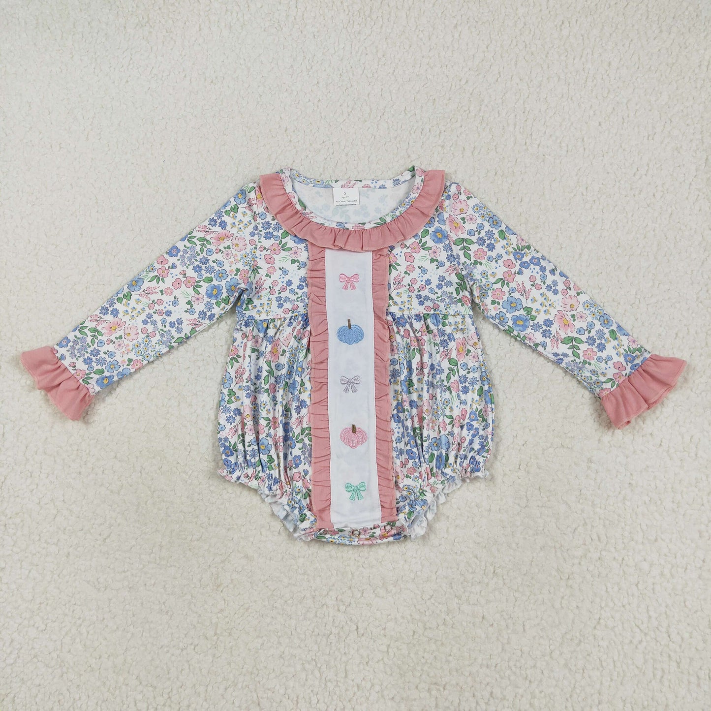 Flowers pumpkin embroidery Baby Romper LR2273