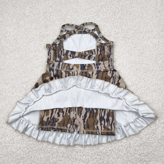 brown camo yoga sleeveless print girl set