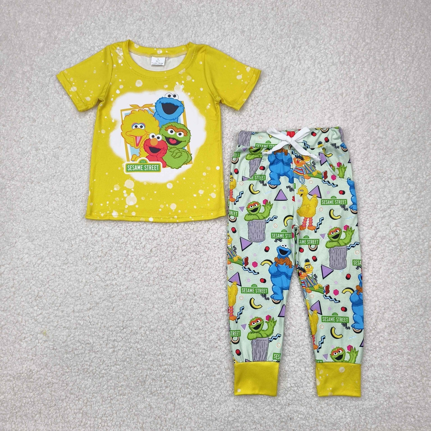 yellow Cartoon Pants Boys SetBSSO0314