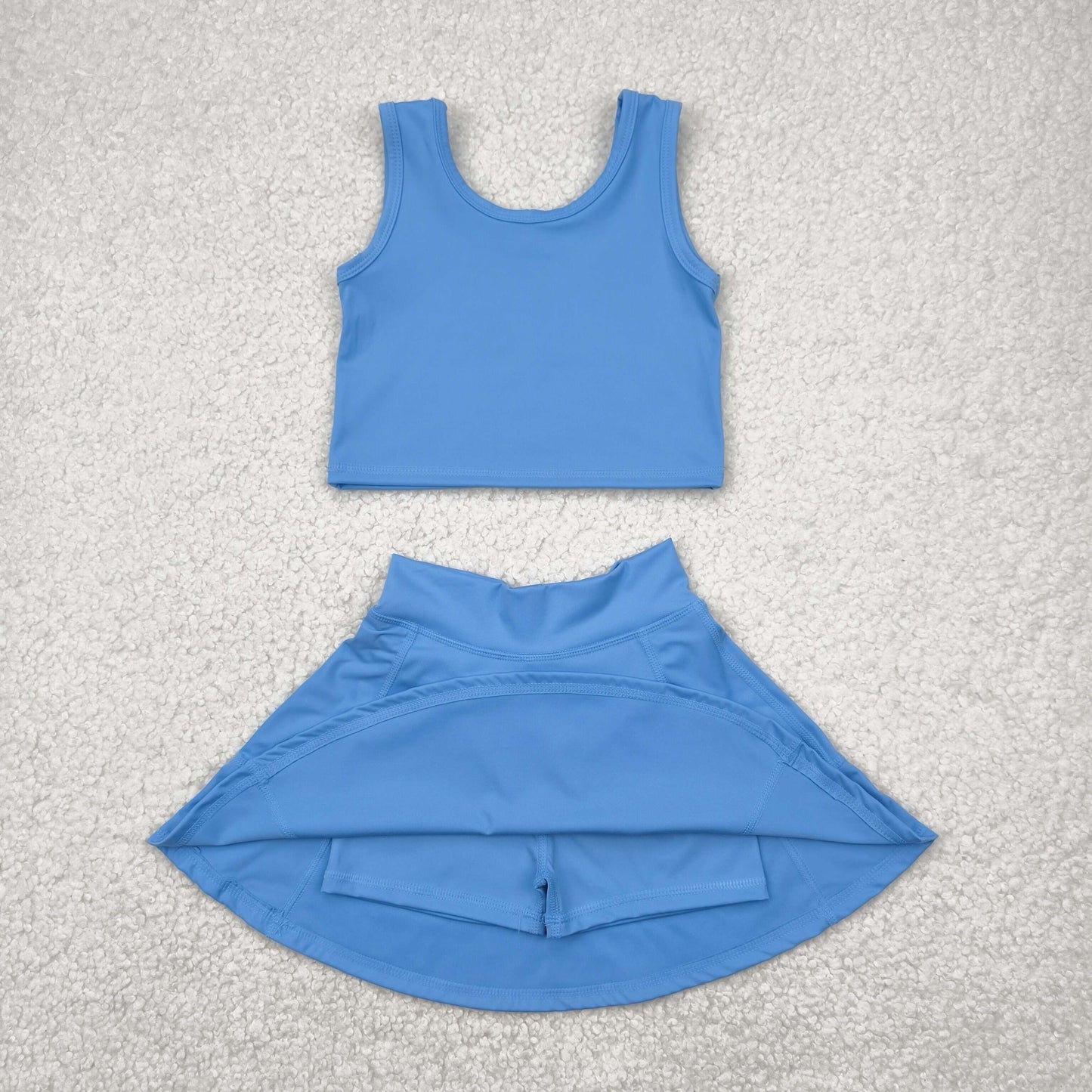 Blue print yoga sleeveless girl set