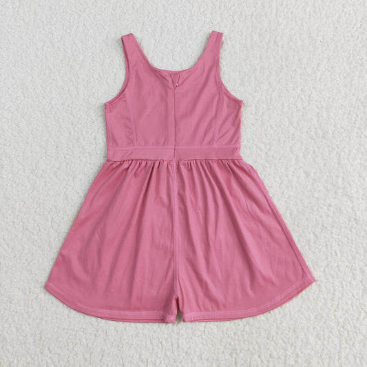 Pink solid Girls Jumpsuit