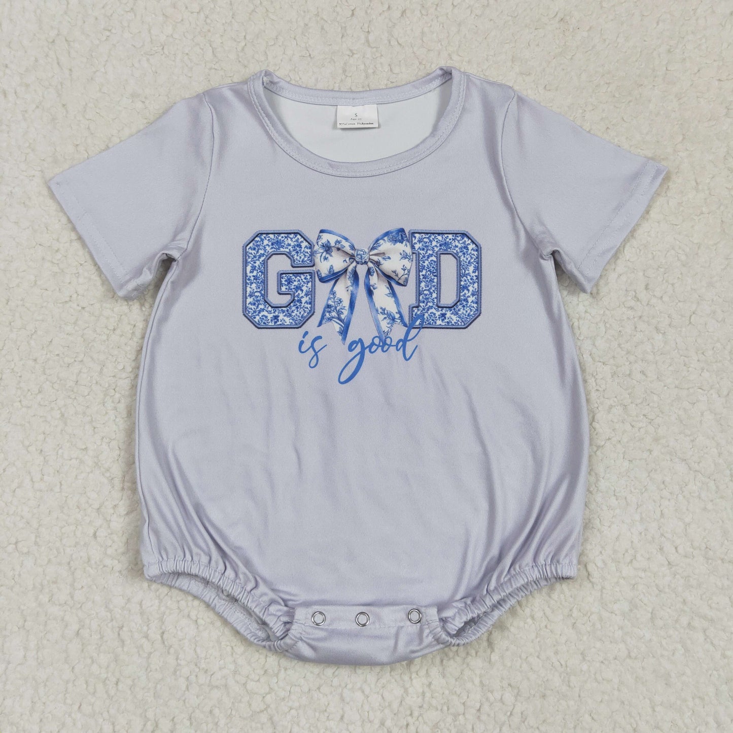 god is good flowers short sleeve Baby Romper