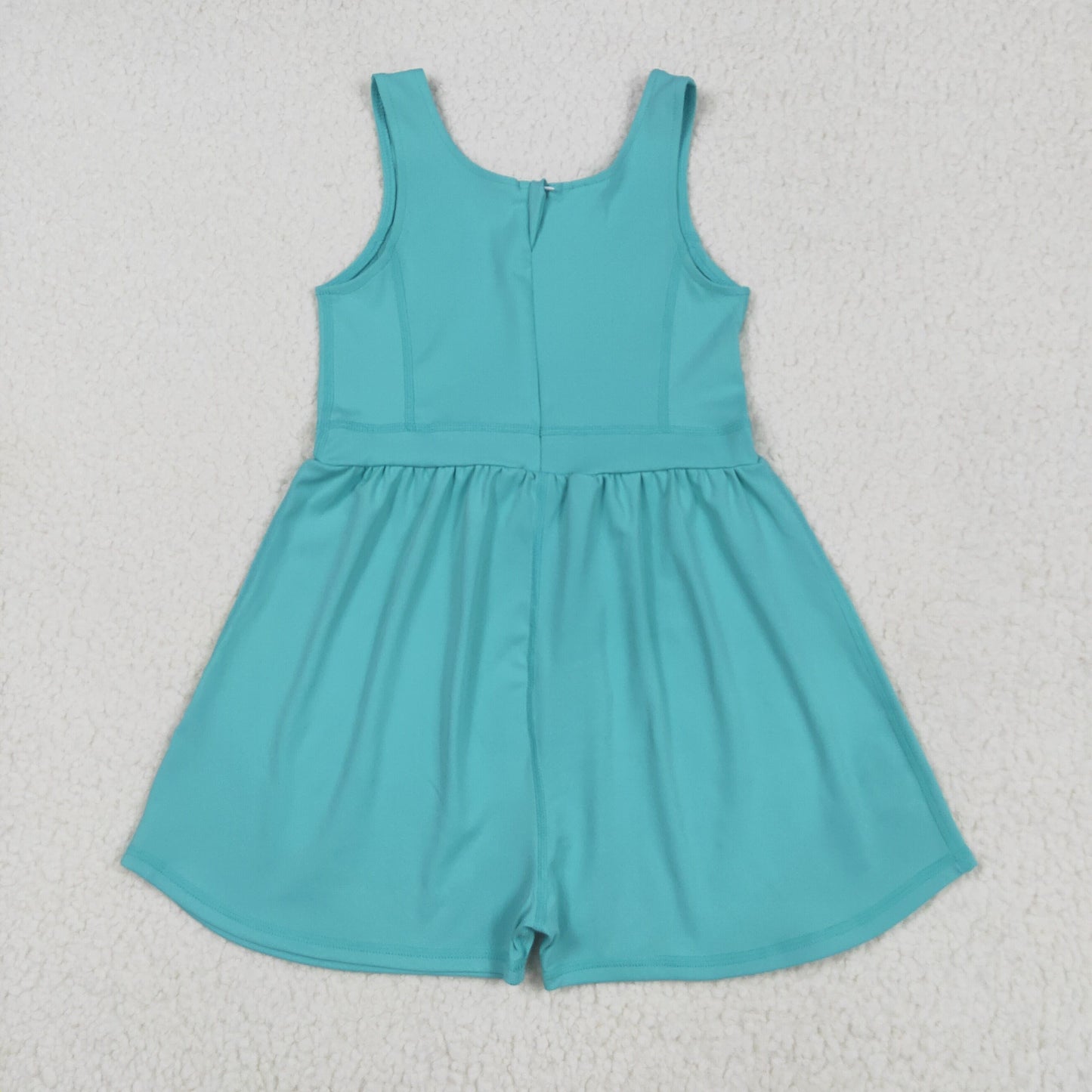Turquoise solid Girls JumpsuitSR3023