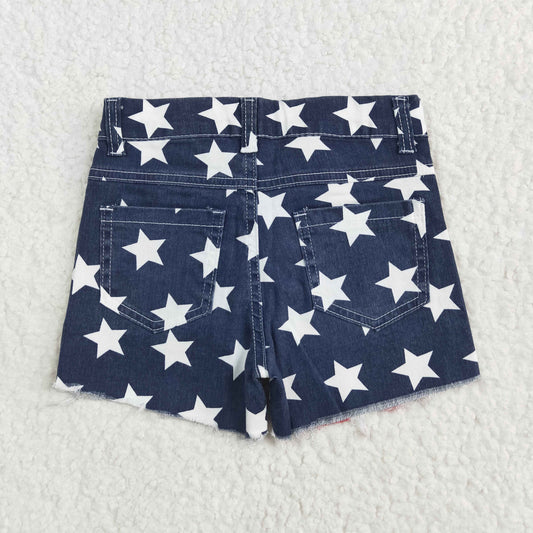 4th of July stripe stars Girls Short Girls jeans