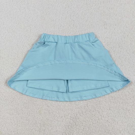Blue solid print short yoga skirt