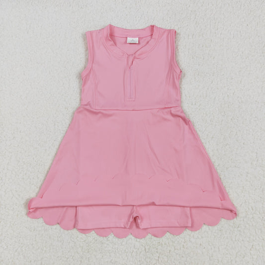 peach Pink ZIP-up sleeveless girl yoga set