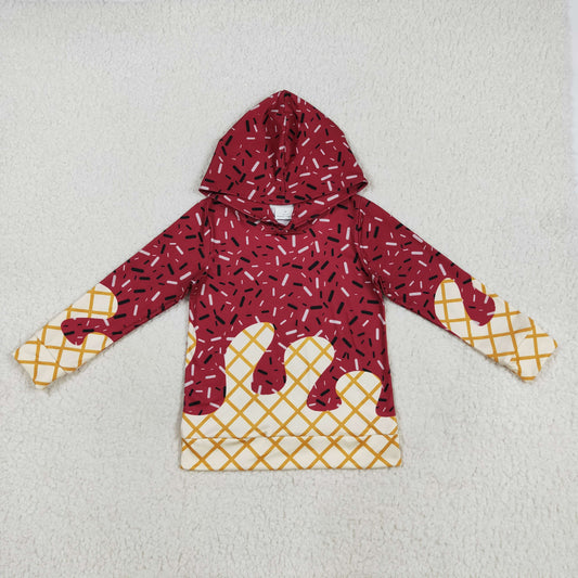 dark Red ice scream sprinkle print hoodies BT1273