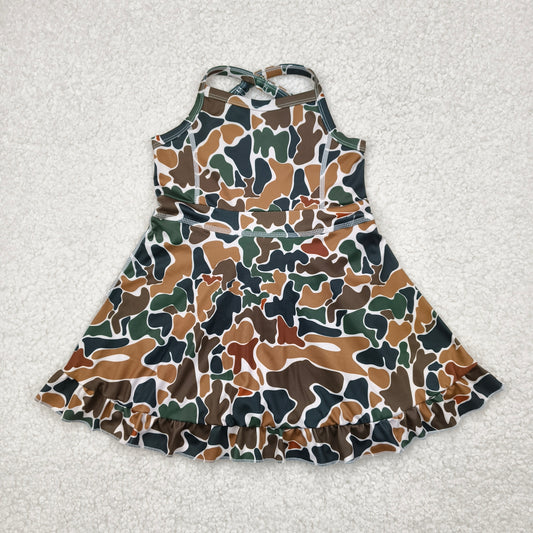 Brown camo yoga sleeveless print girl set