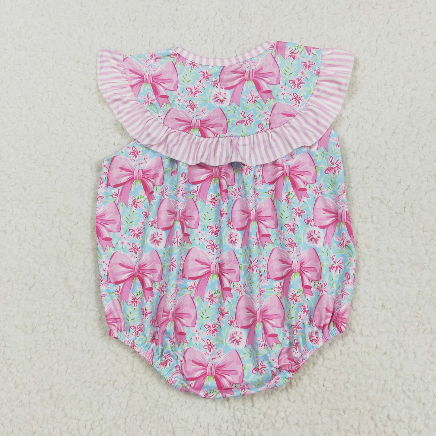 pink bows I love dad embroidery Baby Romper