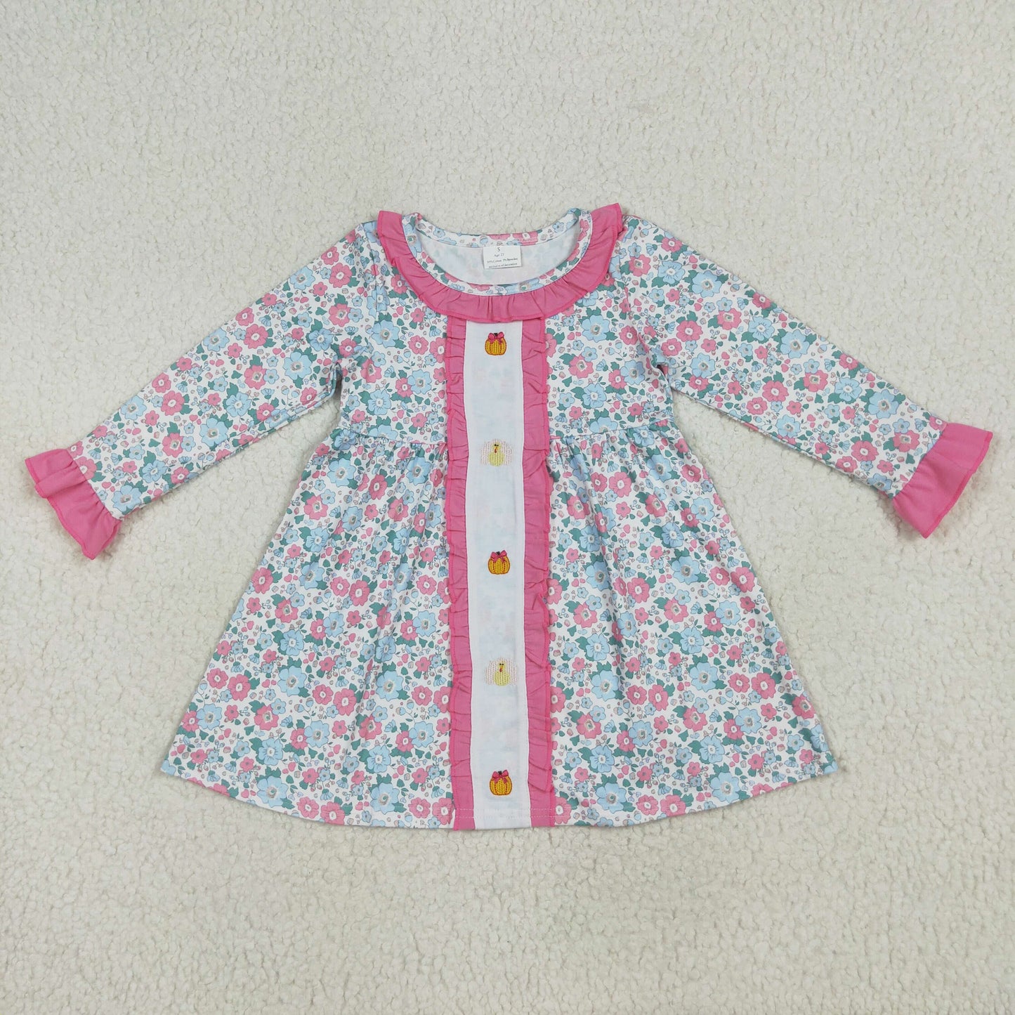 flowers pumpkin embroidery dressGLD1053