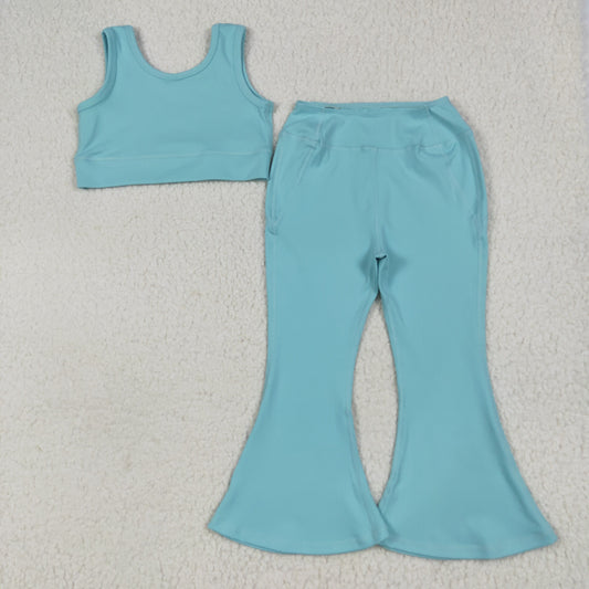 light Blue print yoga girl Sleeveless set GSPO2004