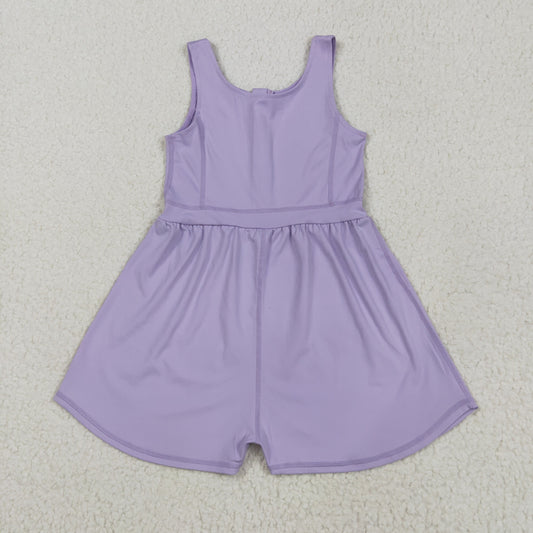 Purple solid Girls JumpsuitSR3020