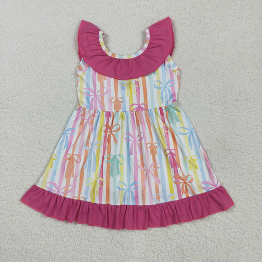 Colorful bows stripe Girls dress