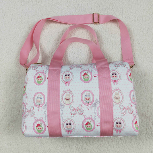 pink white cartoon Gym bag