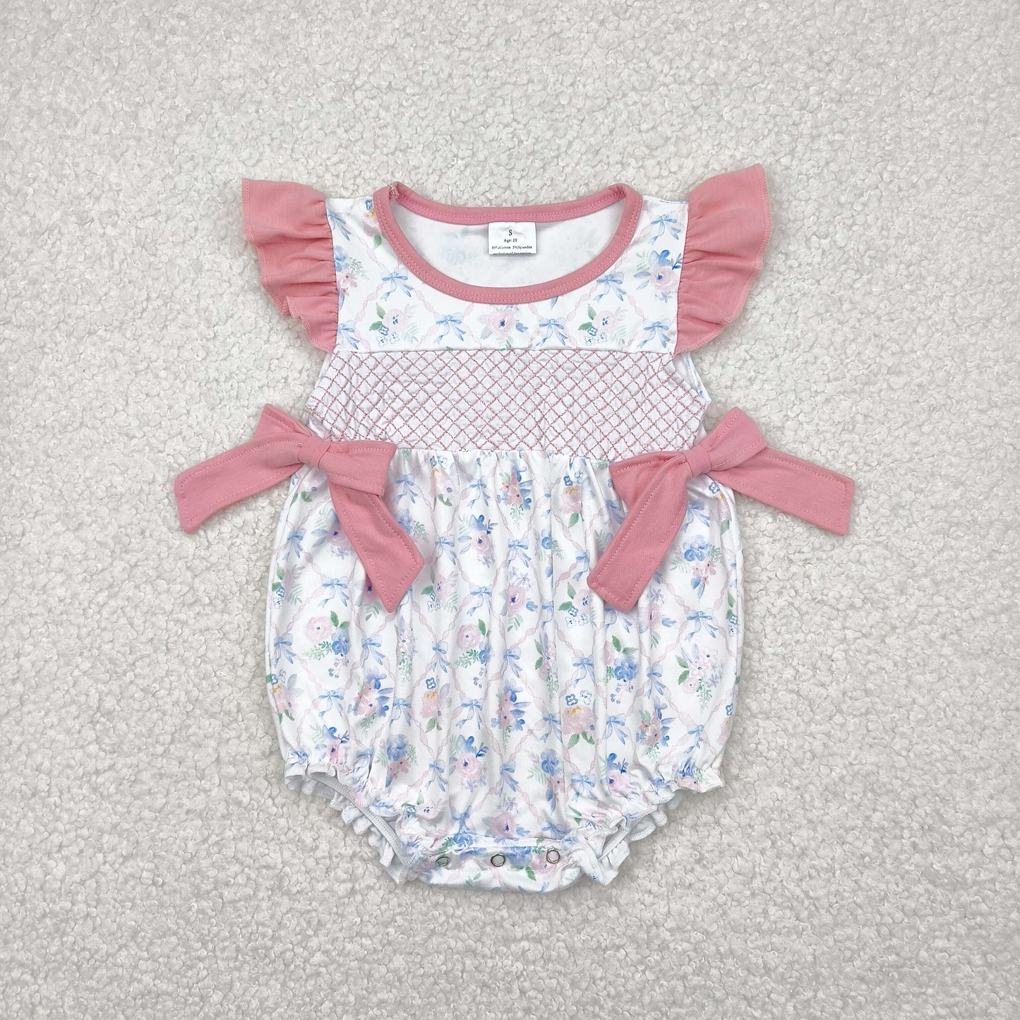 flowers butterflies embroidery Baby RomperSR2923