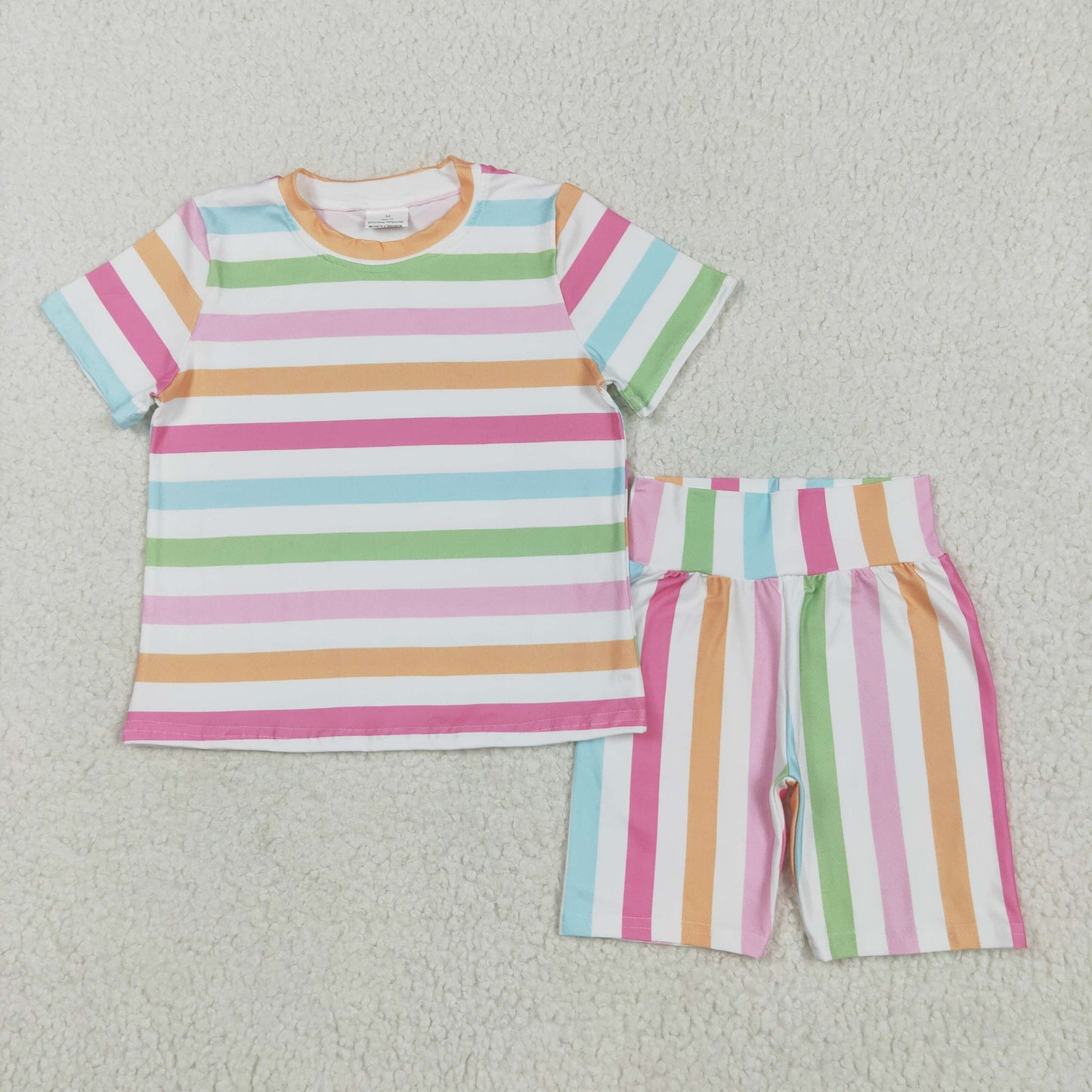Colorful stripe Girls Suit Summer Set