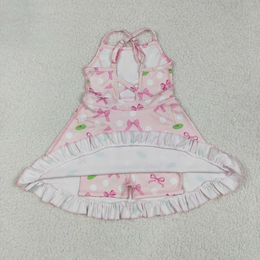 pink bows yoga sleeveless print girl setGSD2568
