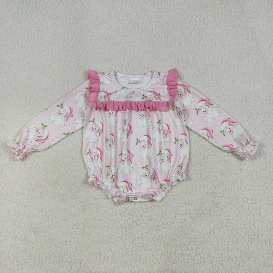 Pink Christmas Santa print Baby Romper LR2208