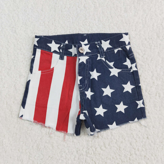 4th of July stripe stars Girls Short Girls jeans