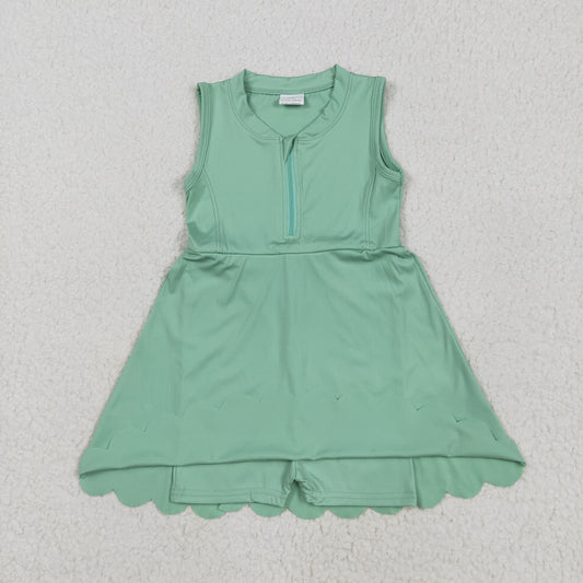 Light green ZIP-up sleeveless girl yoga set