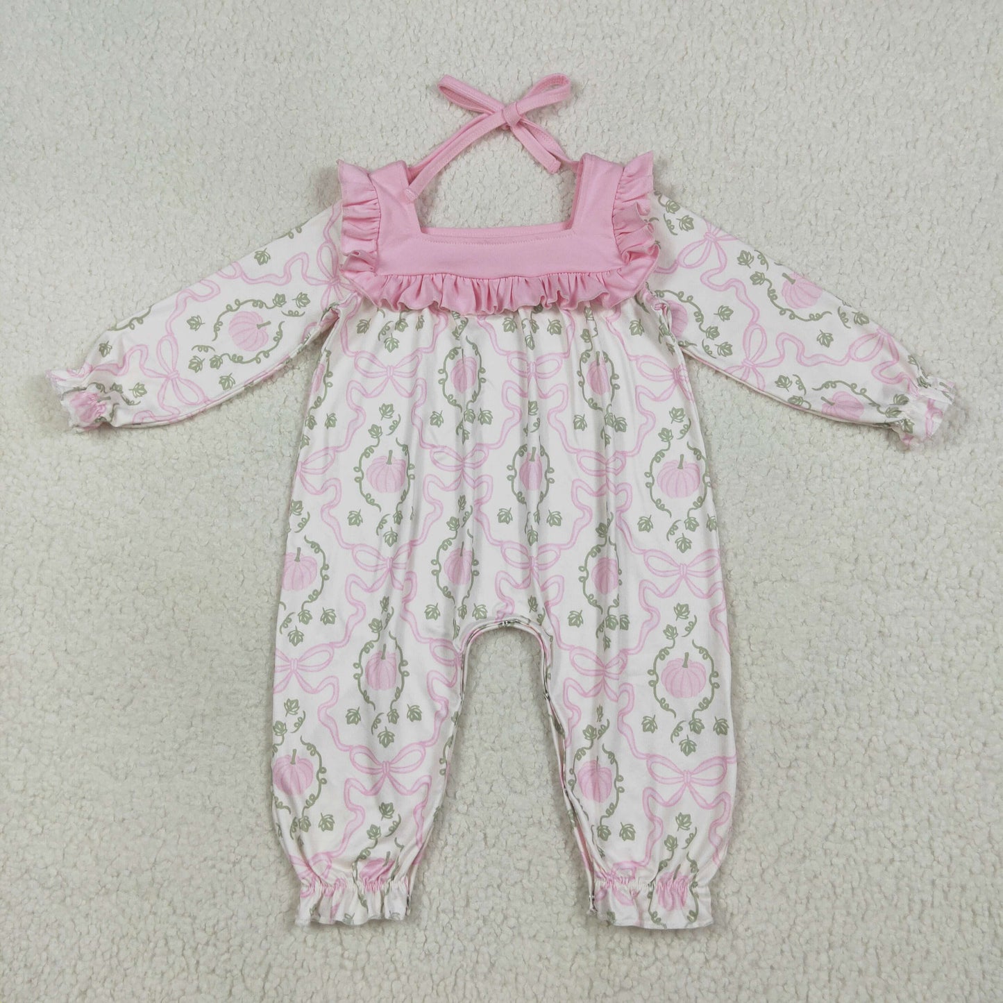 pink bows pumpkin Baby Romper LR2255