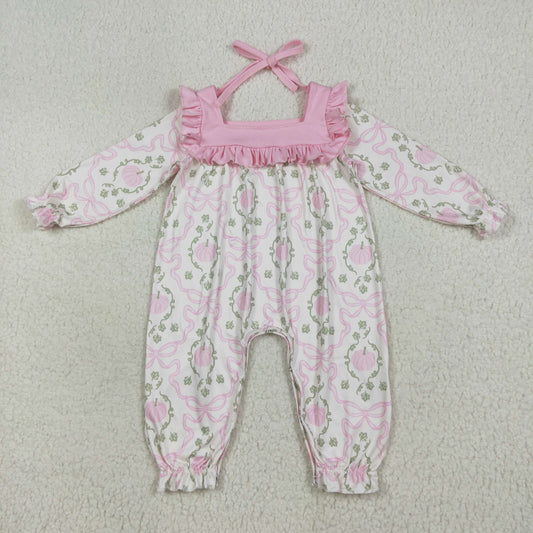 pink bows pumpkin Baby Romper LR2255