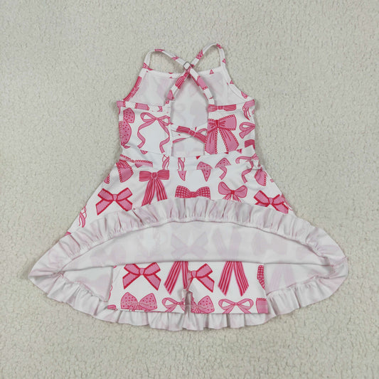 pink bows yoga sleeveless print girl setGSD2564
