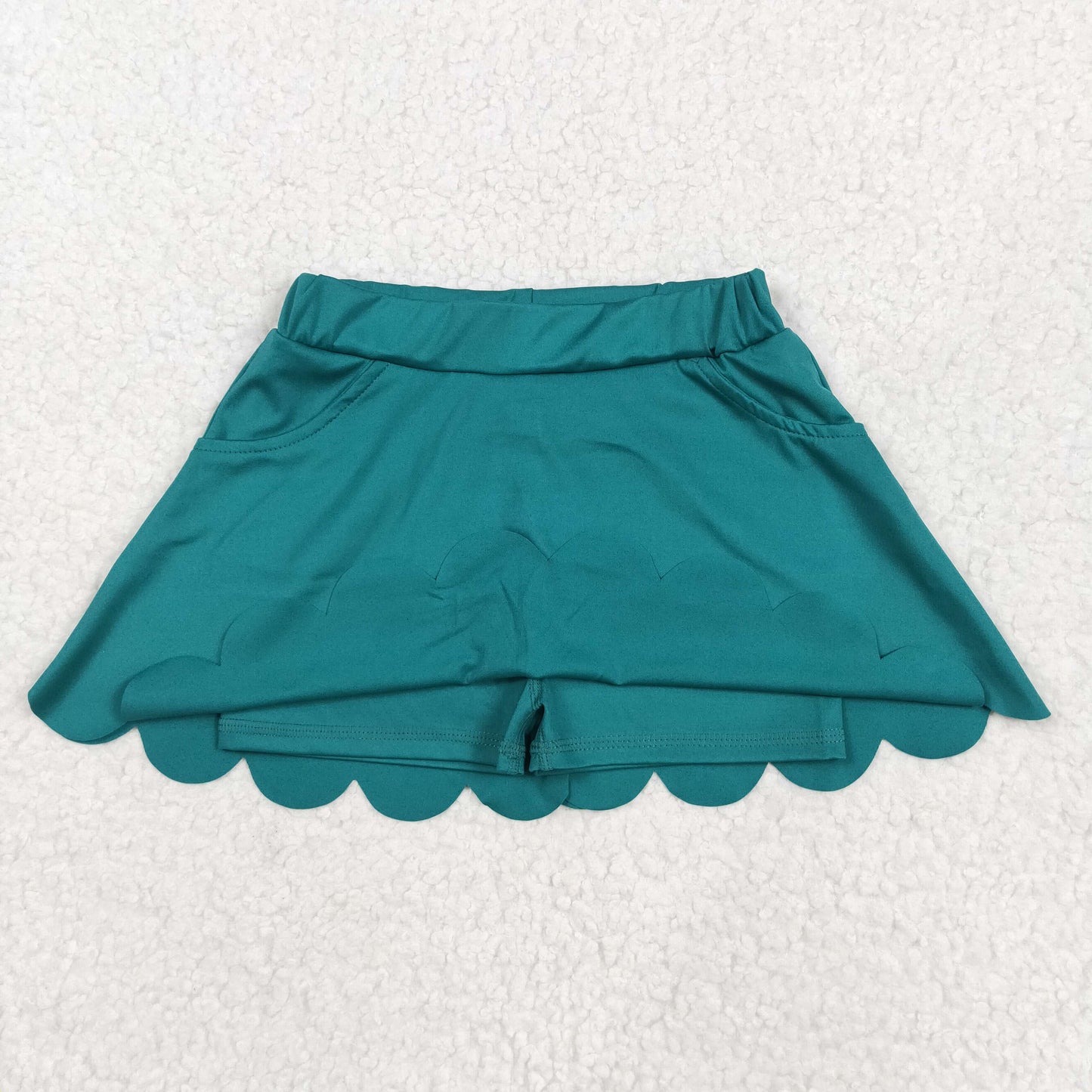 Dark Green print short skirt