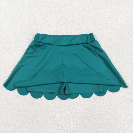 Dark Green print short skirt