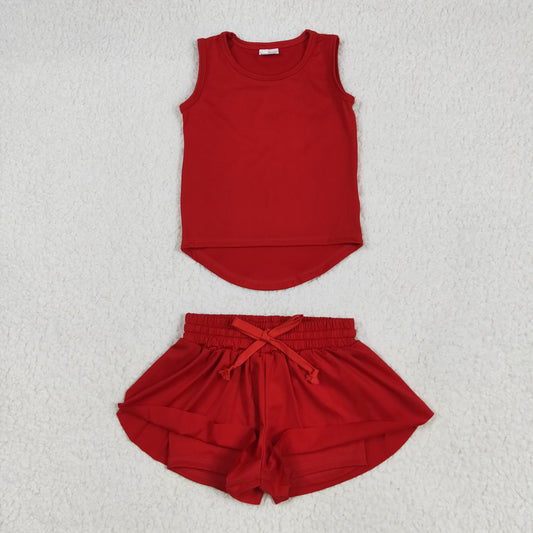 RED yoga girl Sleeveless set