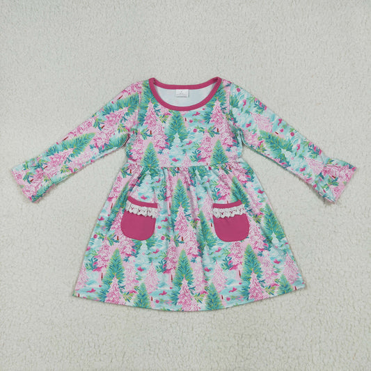 Christmas Trees print pocket dressGLD1072