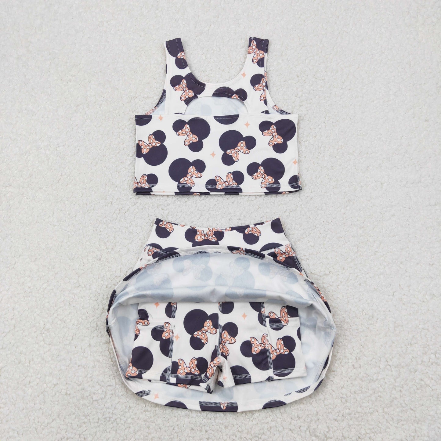 cartoon print yoga sleeveless girl set