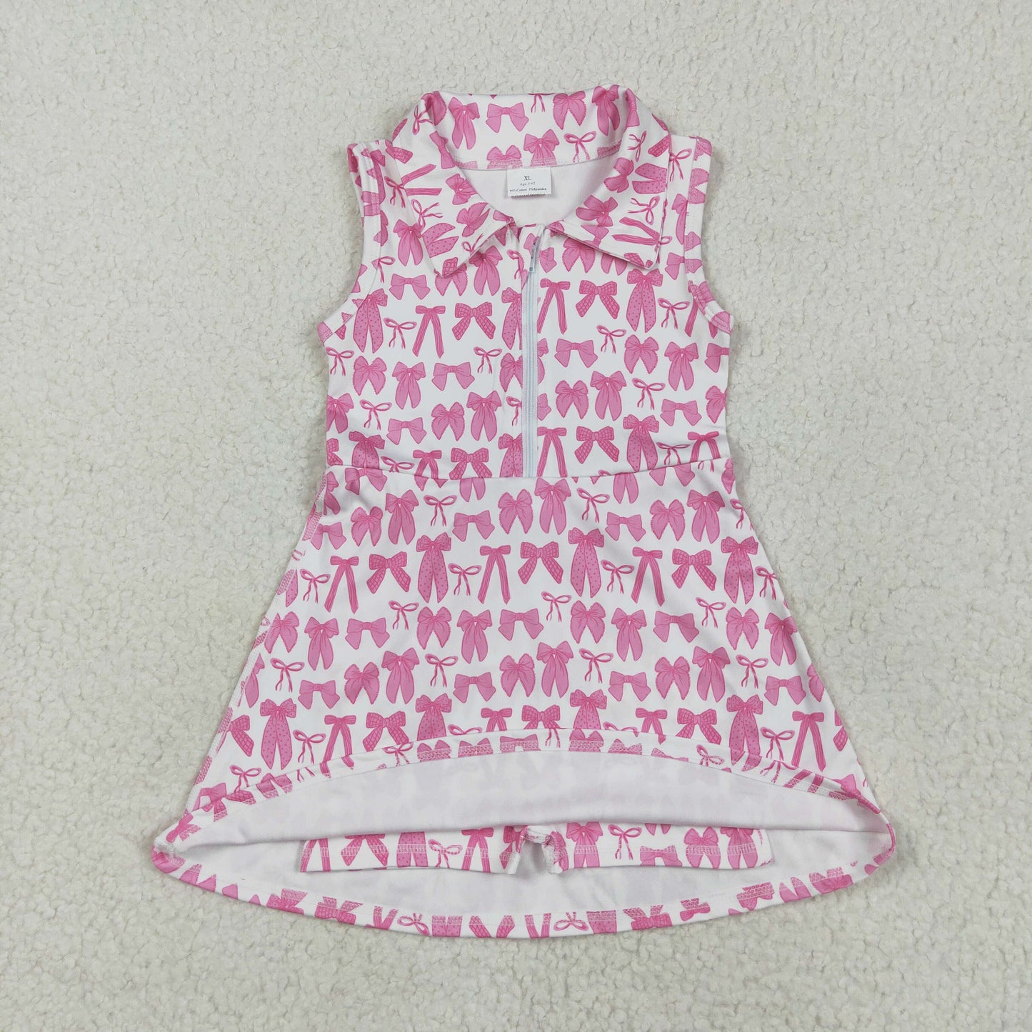 Pink bows print sleeveless girl yoga set