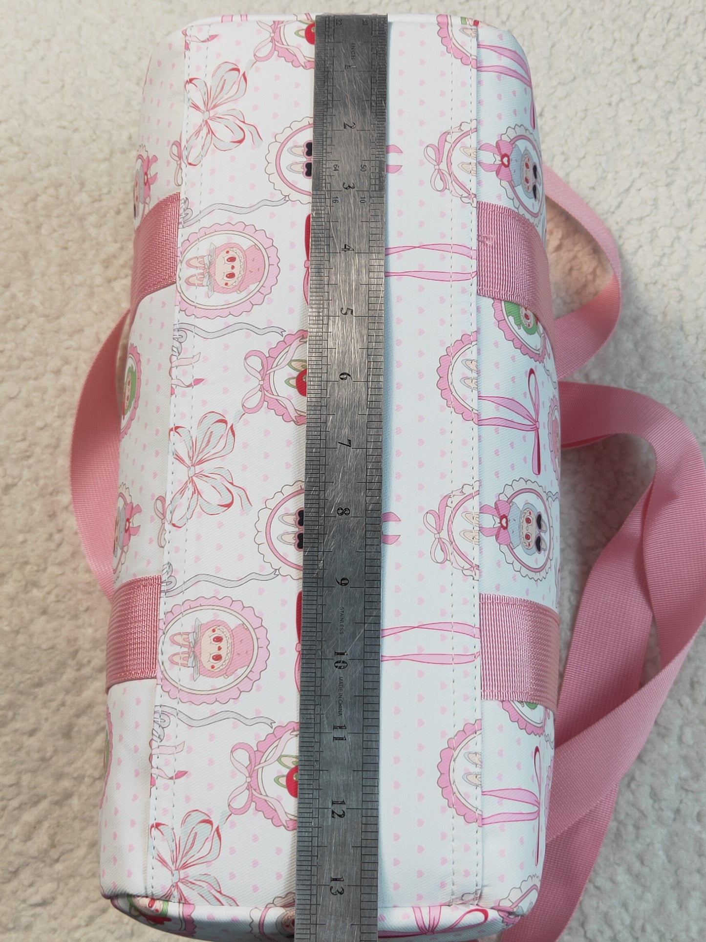 pink white cartoon Gym bag