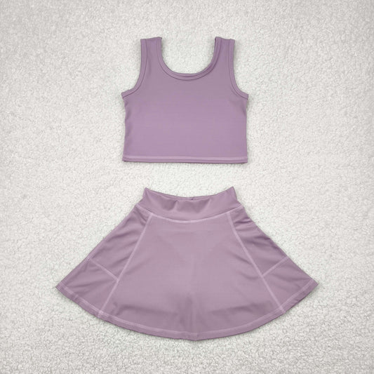 purple solid sleeveless girls Dress