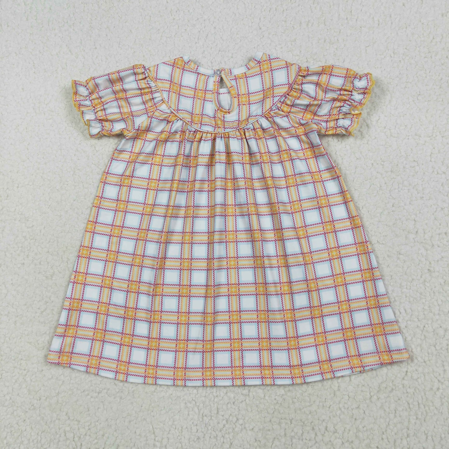 orange Plaid animals Smock Girls DressGSD2276