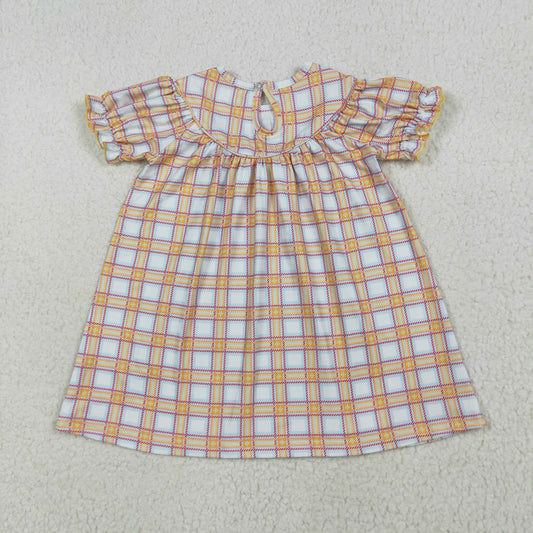 orange Plaid animals Smock Girls DressGSD2276