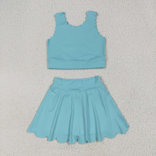 light Blue print yoga girl Sleeveless set GSD2096