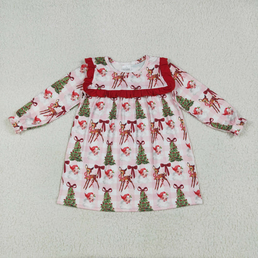 Christmas deer print dressGLD1092