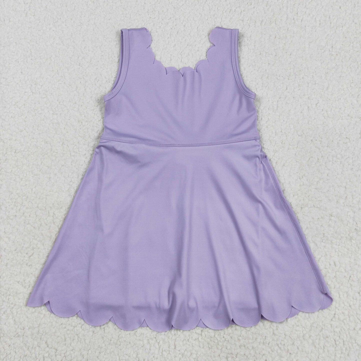 Purple solid yoga sleeveless print girl dress