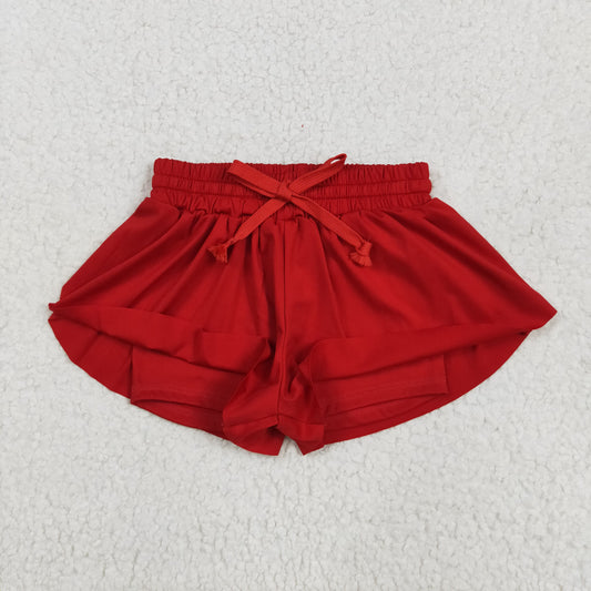 red solid Kids yoga Short