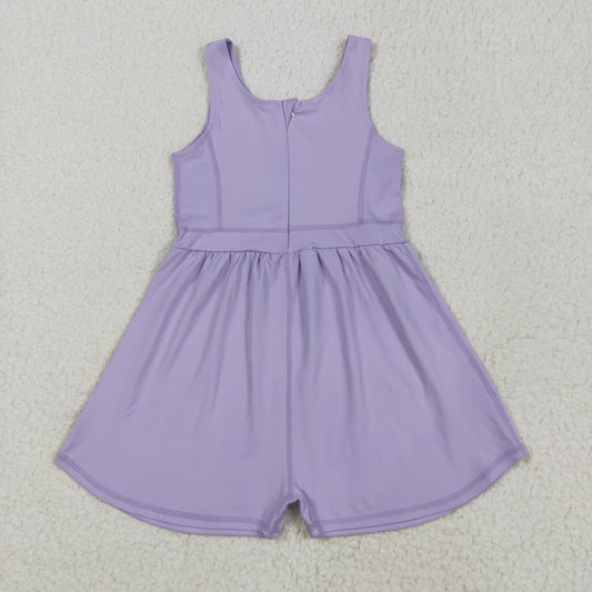 Purple solid Girls JumpsuitSR3020