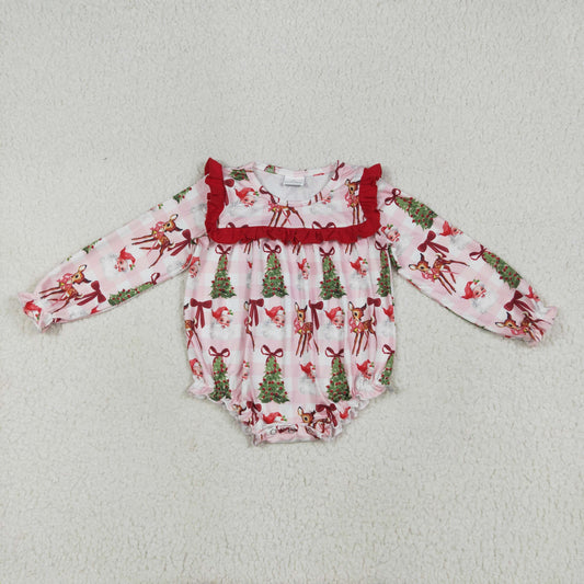 Christmas bows deer print Baby Romper LR2274
