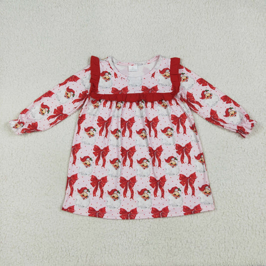 Christmas Santa bows print pocket dressGLD1047